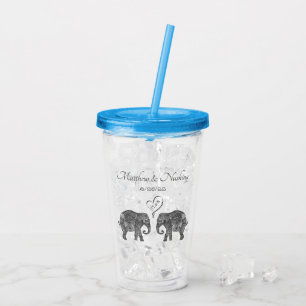 Vaso Acrílico Pareja elefante Toneladas de amor Boda personaliza