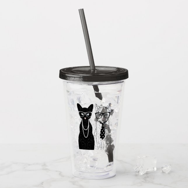 Vaso Acrílico Pares del gato (Anverso (hielo))