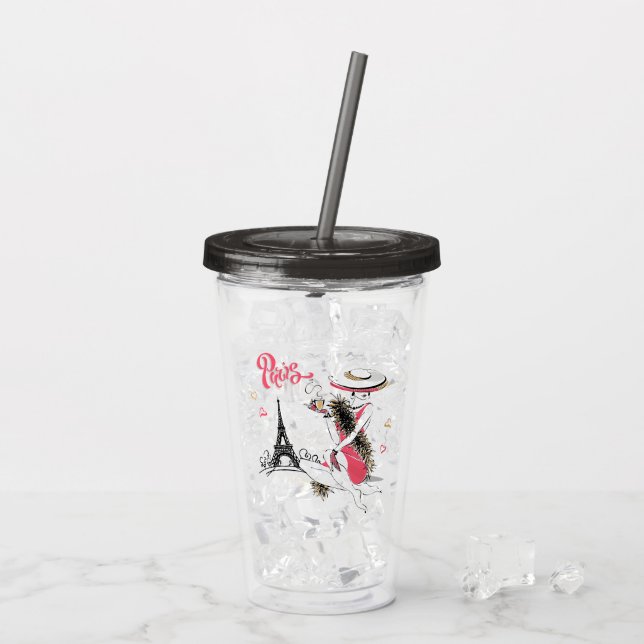 Vaso Acrílico París y el café (Reverso (hielo))