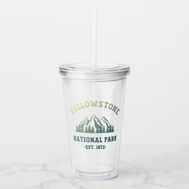 Vaso Acrílico Parque Nacional Yellowstone Gradiente Senderismo C (Anverso)
