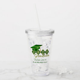 Vaso Acrílico Partido de Graduación Oro Verde Personalizado