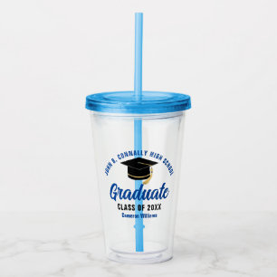 Vaso Acrílico Partido de Graduación Personalizada Blue Graduate