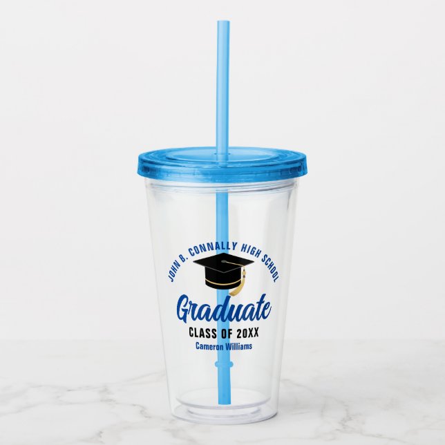 Vaso Acrílico Partido de Graduación Personalizada Blue Graduate (Anverso)