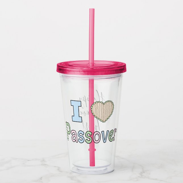 Vaso Acrílico Pascua Tumbler acrílico 16 oz I Love Passover (Anverso)