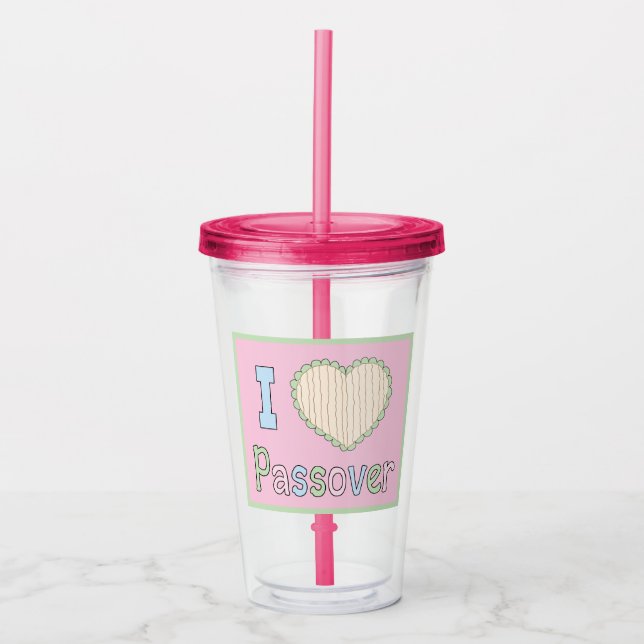 Vaso Acrílico Pascua Tumbler acrílico 16 oz I Love Passover (Anverso)