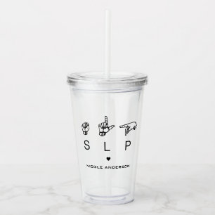 Vaso Acrílico Patólogo del lenguaje de voz SLP ASL
