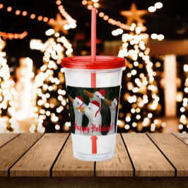 Vaso Acrílico Patos Blancos Con Sombrero Rojo