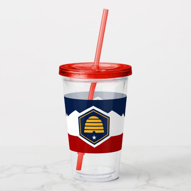 Vaso Acrílico Patriotic Acrylic Tumbler with flag of Utah, USA (Reverso)