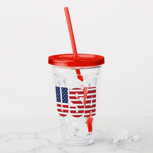 Vaso Acrílico Patriótico 4 de Julio Tumbler Acrílico (Anverso (hielo))