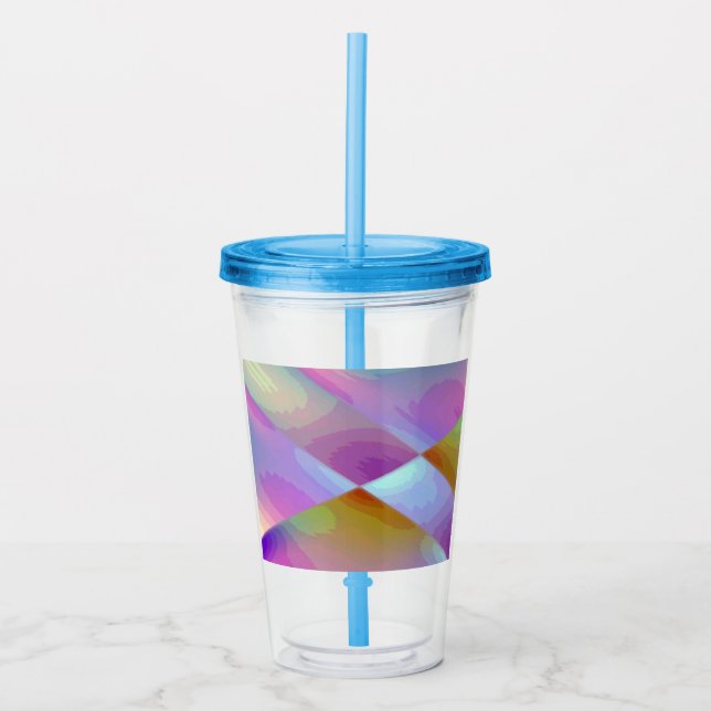 Vaso Acrílico Patrón abstracto rosa púrpura multicolor editable (Anverso)