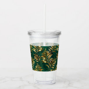Vaso Acrílico Patrón continuo con helechos dorados