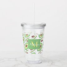 Patrón de aguacate dibujado a mano Nombre Monogram