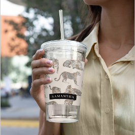 Vaso Acrílico Patrón de animales salvajes del leopardo de la jun