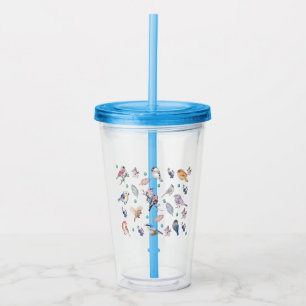 Vaso Acrílico Patrón de aves primaverales