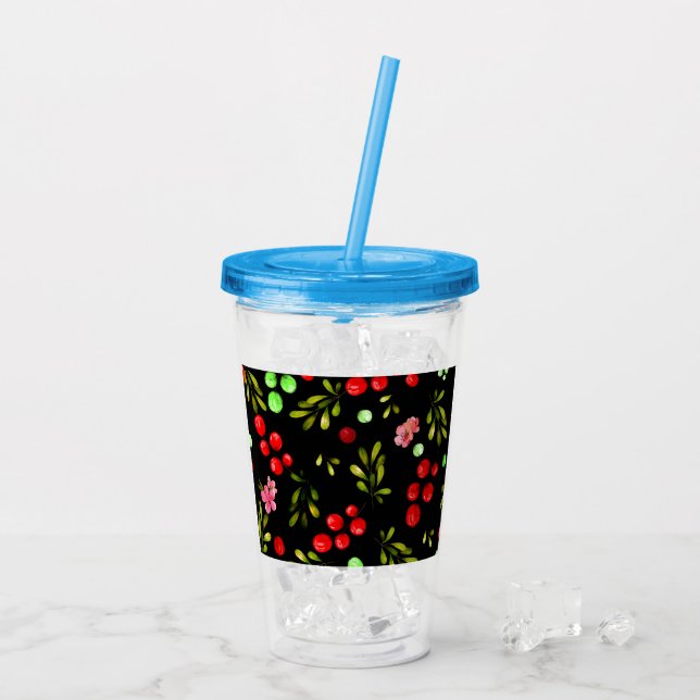 Vaso Acrílico Patrón de Berries (Reverso (hielo))