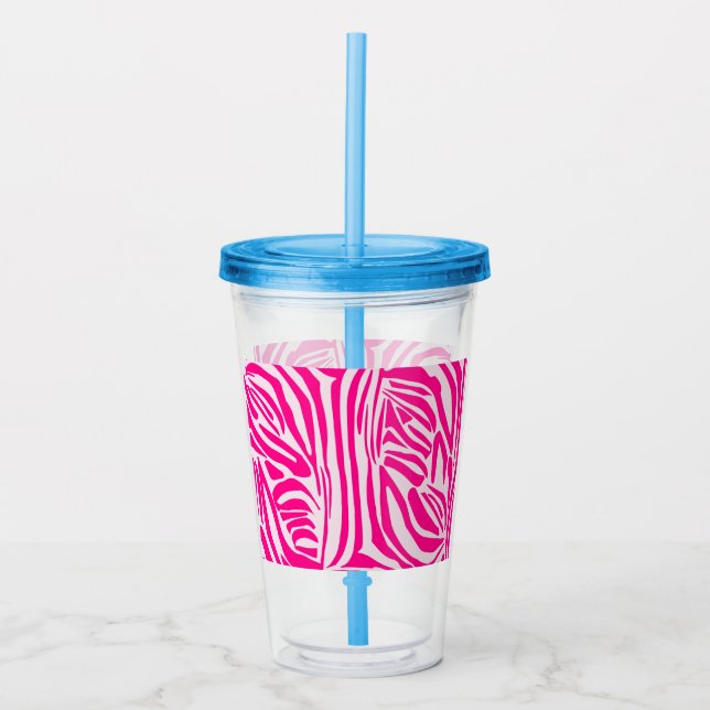 Vaso Acrílico Patrón de cebra rosa (Anverso)