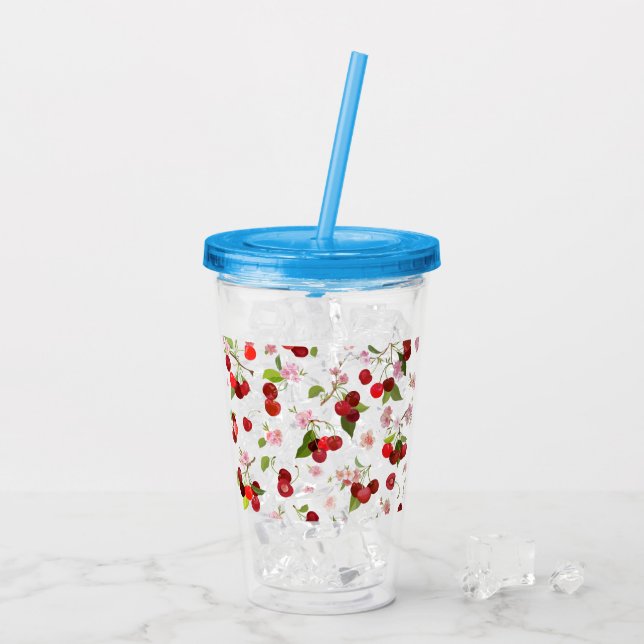 Vaso Acrílico Patrón de Cereza 1 (Reverso (hielo))