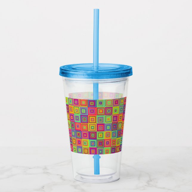 Vaso Acrílico Patrón de cuadrados (Anverso)
