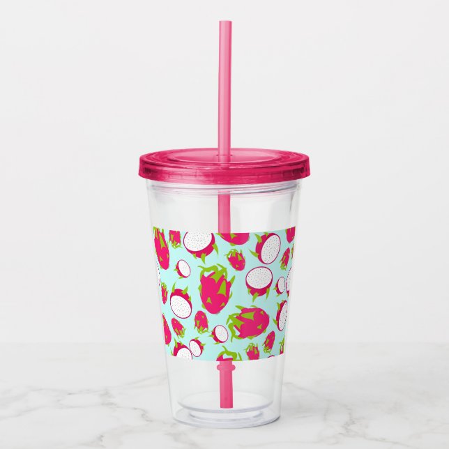 Vaso Acrílico Patrón de fruta dragón (Anverso)
