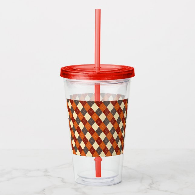 Vaso Acrílico Patrón de Gingham otoño/otoño (Anverso)