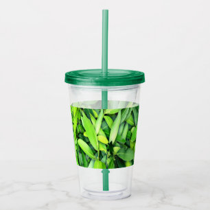 Vaso Acrílico Patrón de hojas verdes frondosas - Naturaleza Botá