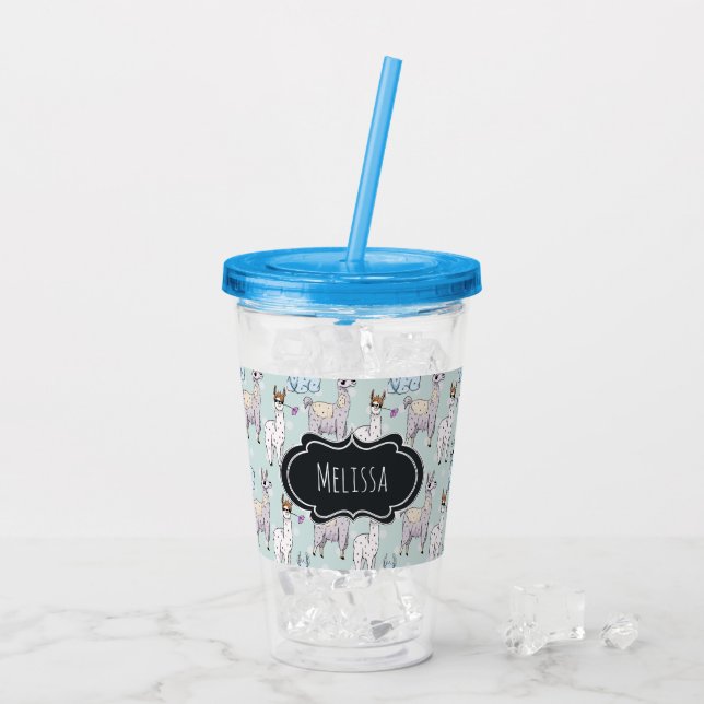 Vaso Acrílico Patrón de llamada cuta en puntos de polka (Reverso (hielo))