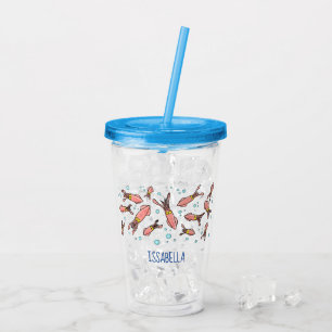 Vaso Acrílico Patrón de personalizado de calamar rosa gracioso