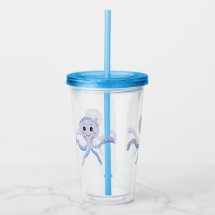 Vaso Acrílico Patrón de pulpo bajo el mar