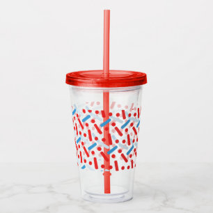 Vaso Acrílico Patrón de Purpurina Patriótica