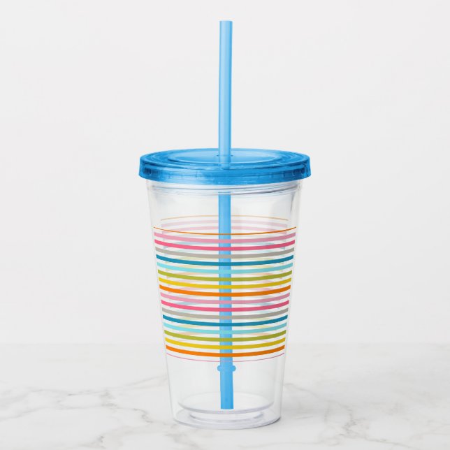 Vaso Acrílico Patrón de Rayas Coloridas (Anverso)