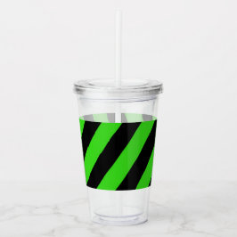 Vaso Acrílico Patrón de rayas diagonales verdes y negros