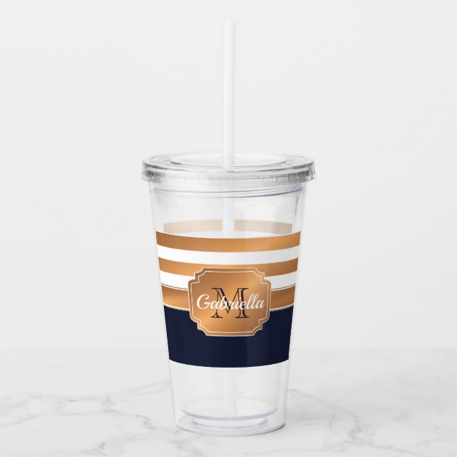 Vaso Acrílico Patrón de rayas doradas (Anverso)