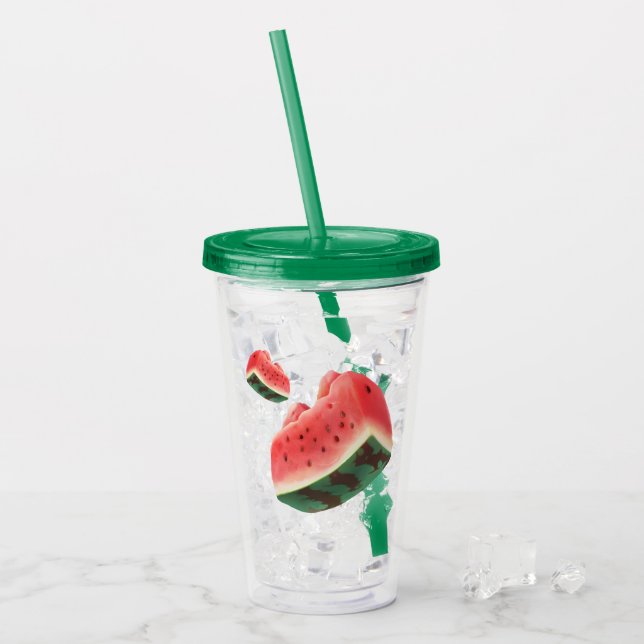 Vaso Acrílico Patrón de sandía (Anverso (hielo))