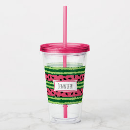 Vaso Acrílico Patrón de sandía cúpula rosa y verde