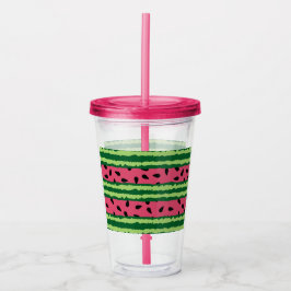 Vaso Acrílico Patrón de sandía cúpula rosa y verde