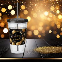 Patrón elegante de globos de cumpleaños de oro neg