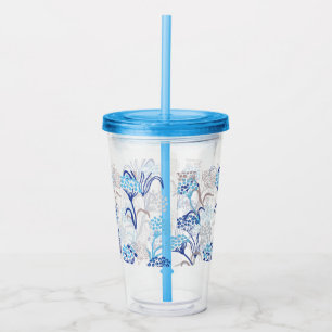 Vaso Acrílico Patrón floral de la hidrangea ligera y aérea