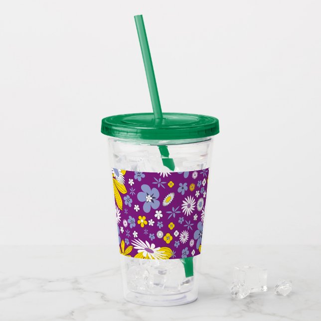 Vaso Acrílico Patrón floral sin foco (Anverso (hielo))