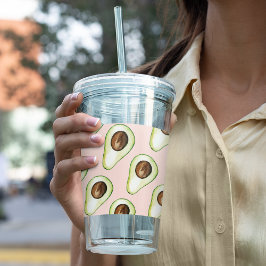 Vaso Acrílico Patrón Moderno Pastel Rosa Y Aguacate Verde