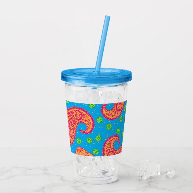 Vaso Acrílico Patrón Paisley colorido (Reverso (hielo))