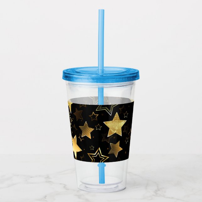 Vaso Acrílico Patrón sin foco con las estrellas doradas (Anverso)