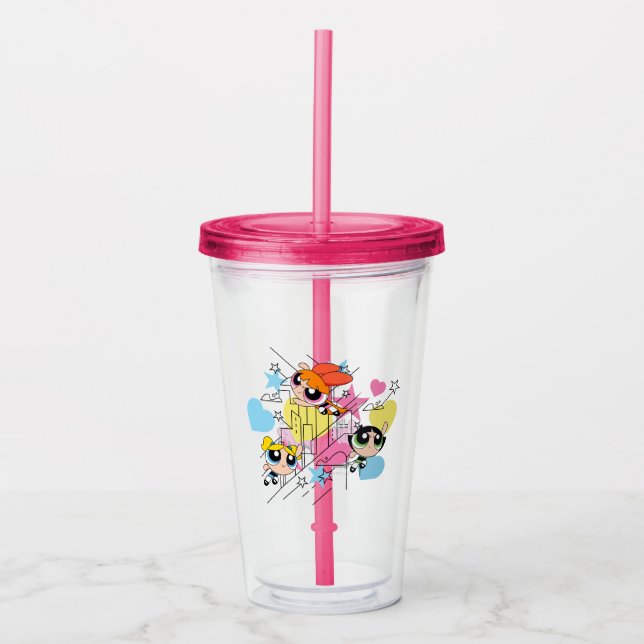 Vaso Acrílico Patrón Townsville de Chicas Powerpuff (Anverso)