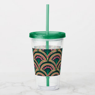 Vaso Acrílico patrón verde en forma de cáscara
