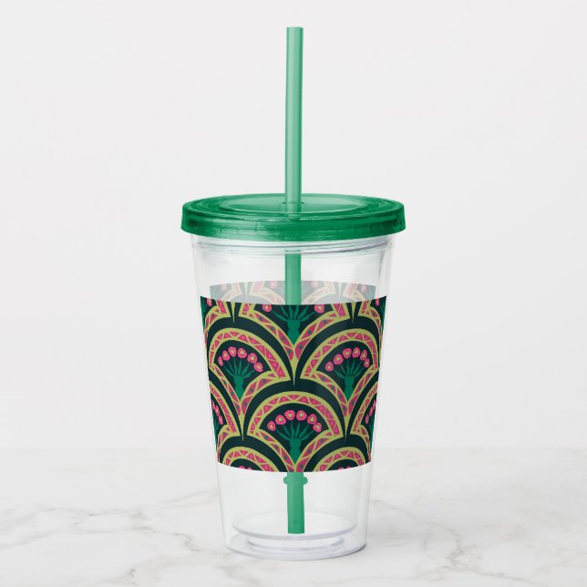 Vaso Acrílico patrón verde en forma de cáscara (Anverso)