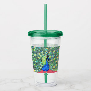 Vaso Acrílico Pavo real desplegado