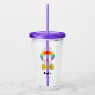 Vaso Acrílico Payaso con Ilustracion de peluca arco iris persona