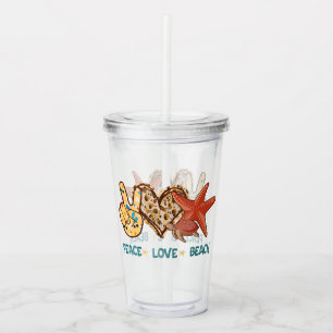 Vaso Acrílico Paz, amor, playa   Vibes de verano   Vintage