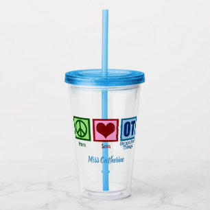 Vaso Acrílico Paz Amor Terapia Ocupacional Curada OT