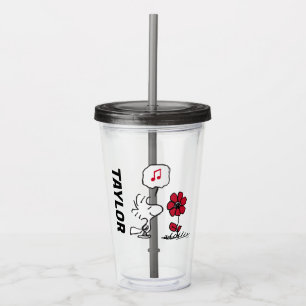 Vaso Acrílico PEANUTS   Patrón rojo y negro