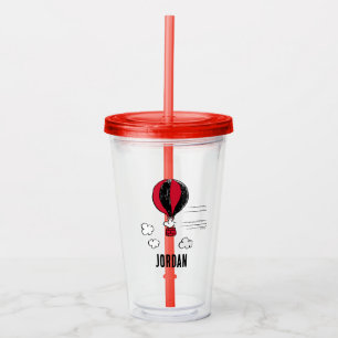 Vaso Acrílico PEANUTS   Patrón rojo y negro   Añadir su nombre